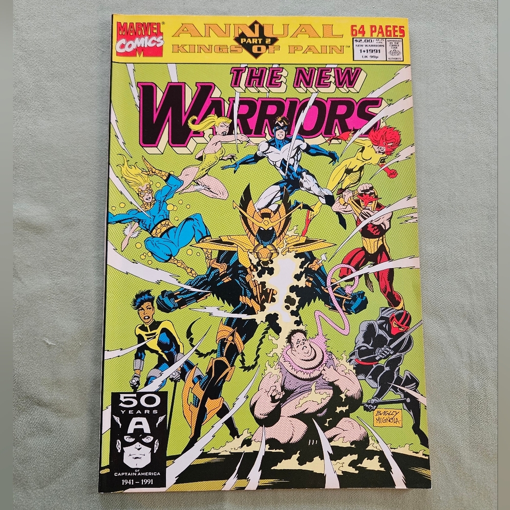 Vintage The New Warriors January 1991 50 Years of Captain America Edition Comics